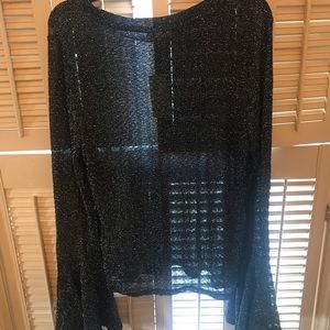 bar lll Melbourne sheer blk XL top -new with tags